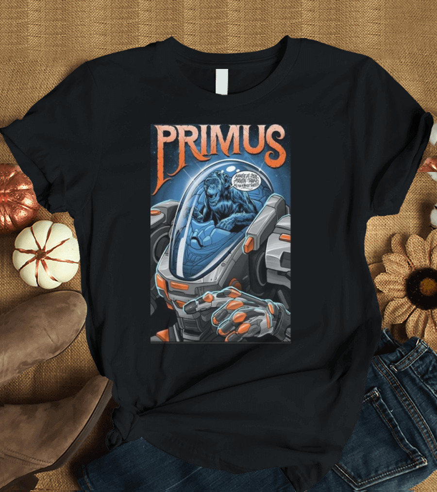 Primus Austin TX August 21 2024 Chimpanzee in Space Mech Suit T-Shirt