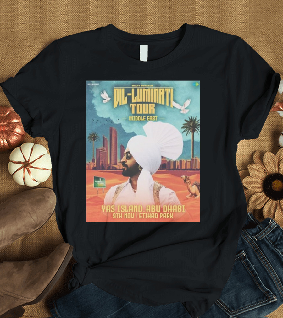 Diljit Dosanjh Dil-Luminati Tour Middle East Yas Island Abu Dhabi 9th Nov Etihad Park T-Shirt