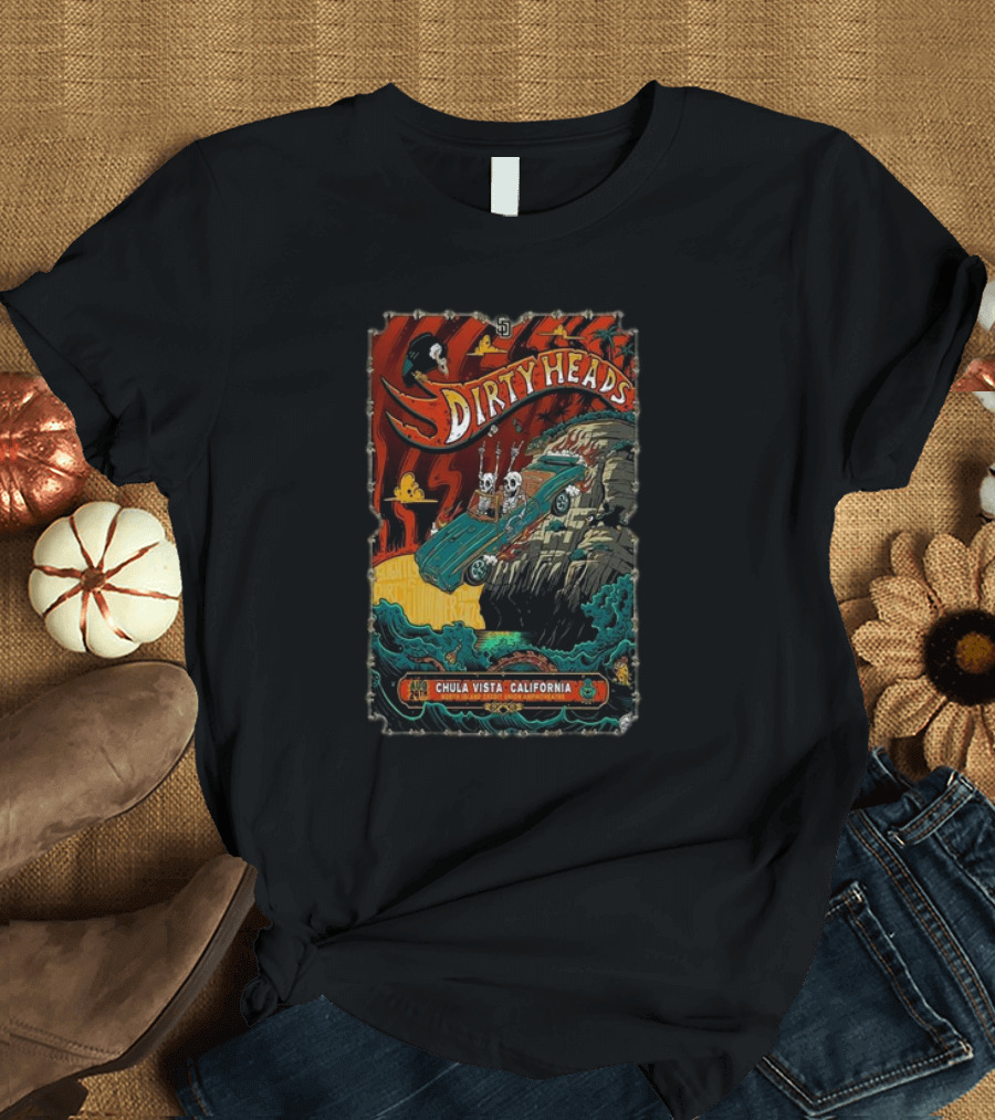 Dirty Heads Live at Chula Vista California August 24 2024 Skull and Surf T-Shirt
