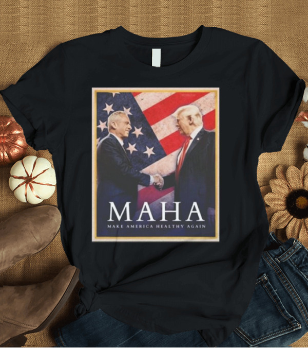 T-Shirt: Kennedy Jr MAHA Make America Healthy Again USA Flag Handshake T-Shirt Kennedy Jr MAHA Make America Healthy Again USA Flag Handshake T-Shirt