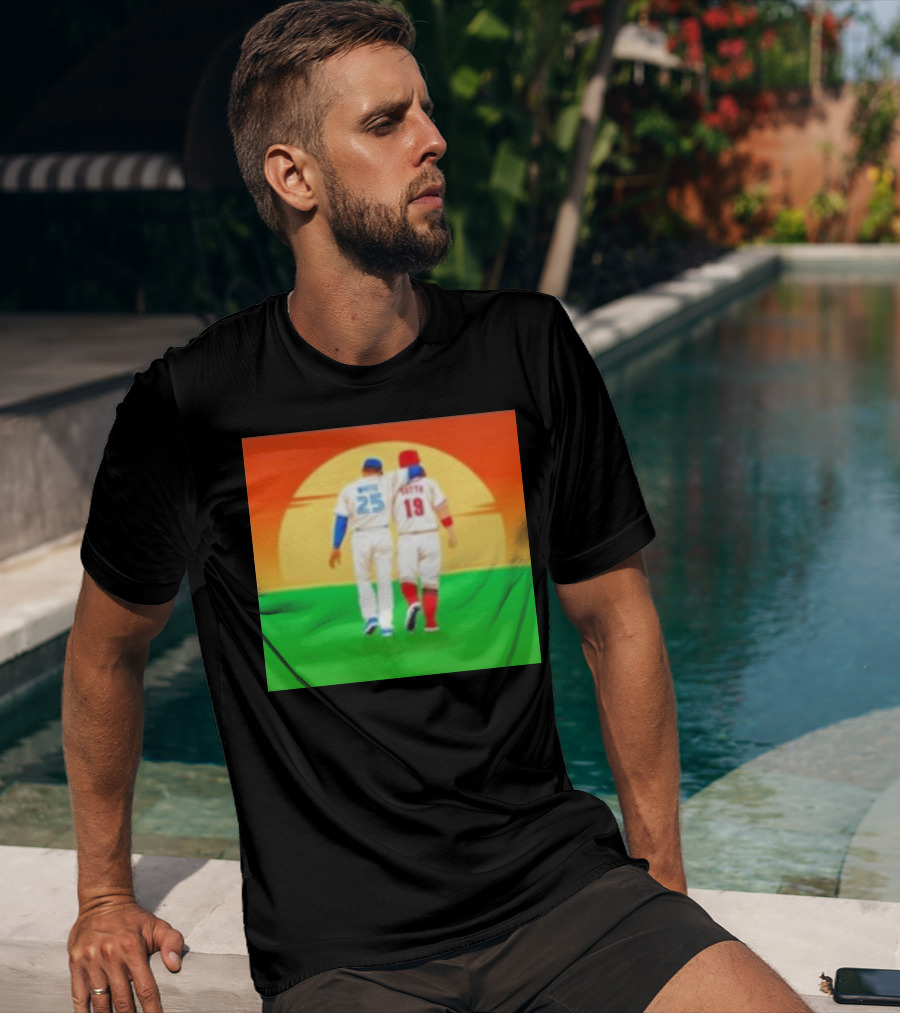 Devon White And Joey Votto Sunset Sports Moment Embrace T-Shirt