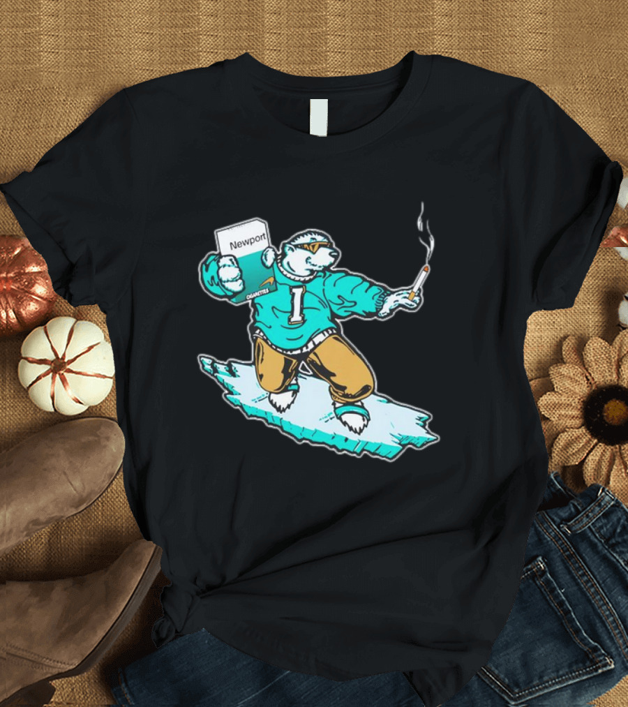 Newport Cigarettes Icee Bear Smoking Hockey T-Shirt