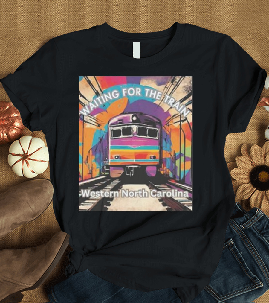 Waiting For The Train Vibrant Scene Western North Carolina T-Shirt