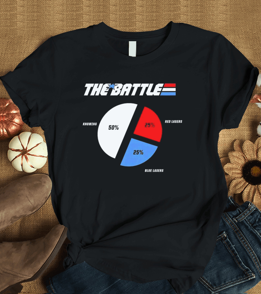 GI Joe Knowing Is Half the Battle Pie Chart Red Lasers Blue Lasers T-Shirt