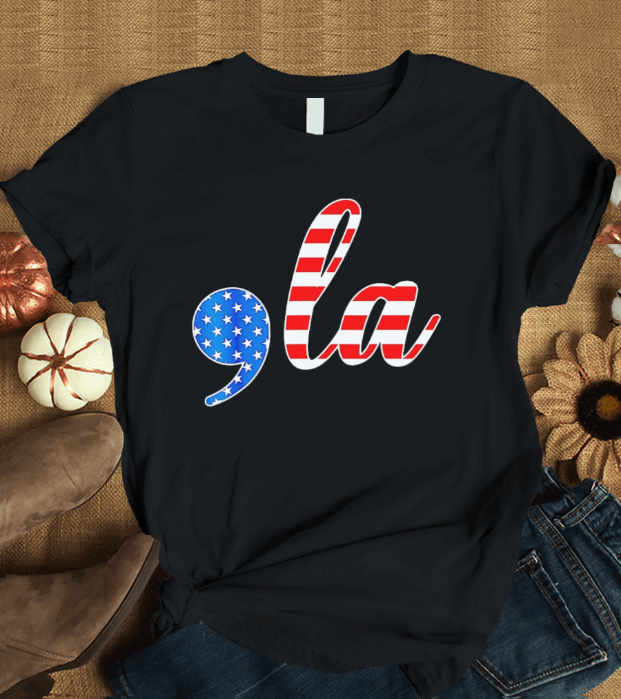 Kamala Harris 2024 President Comma La America Flag T-Shirt