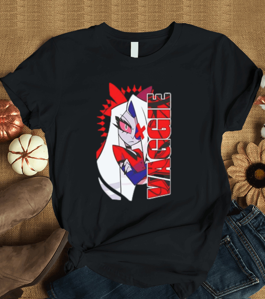 Hozier Hazbin Hotel Vaggie Character Red and White T-Shirt