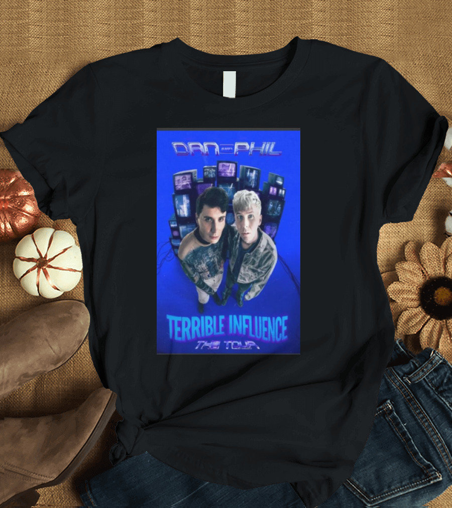 Dan and Phil Terrible Influence The Tour Vintage CRT Television Aesthetic T-Shirt
