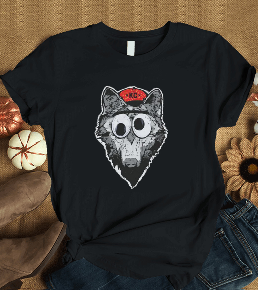 KC Wolf Pack Googly Eyes Icon with Red Cap T-Shirt