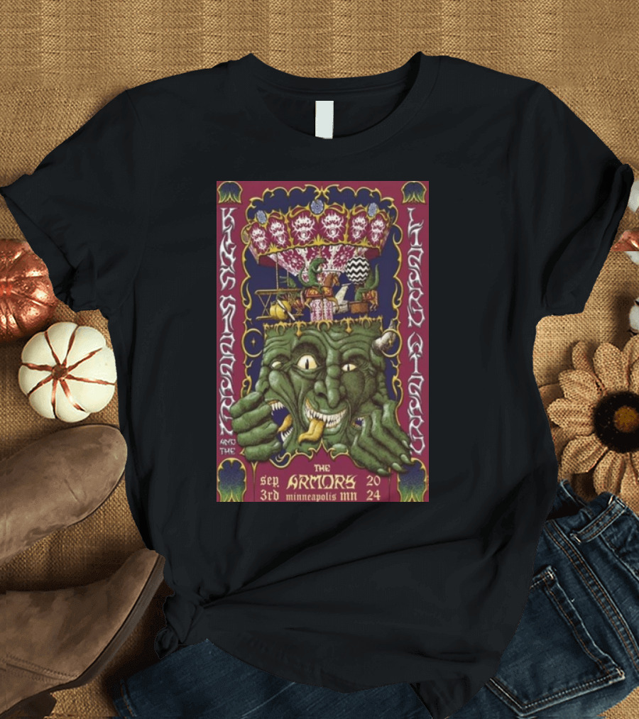 King Gizzard And The Lizard Wizard The Armory Minneapolis MN Sep 3 2024 Psychedelic Monster Performance T-Shirt