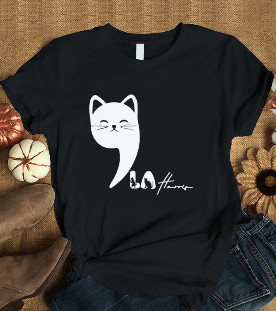 Cat Comma La Harris Whimsical Feline T-Shirt
