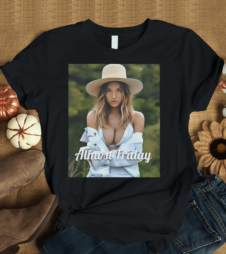 Sydney Sweeney Fedora Almost Friday Casual Look T-Shirt