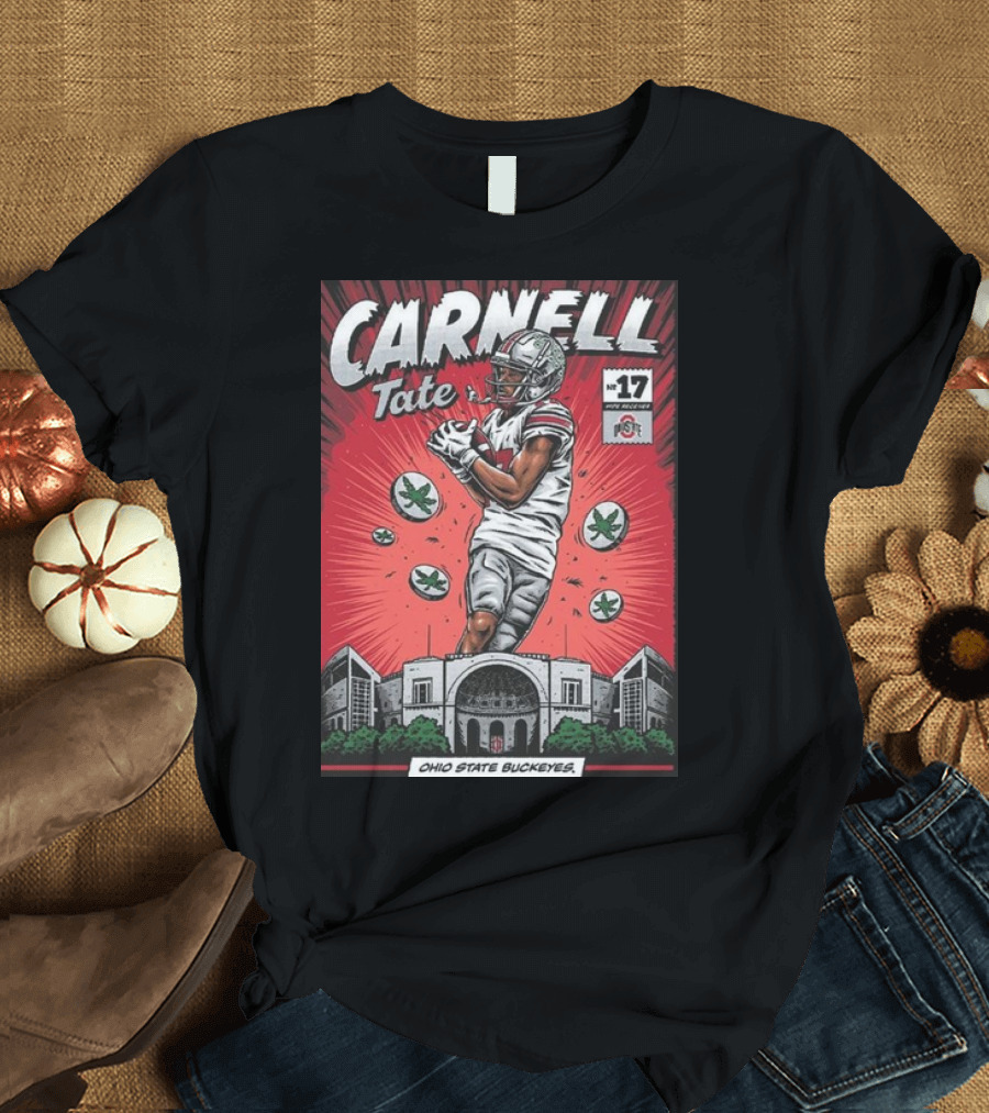 Ohio State Buckeyes Carnell Tate #17 NIL Comic Style Football Sports T-Shirt
