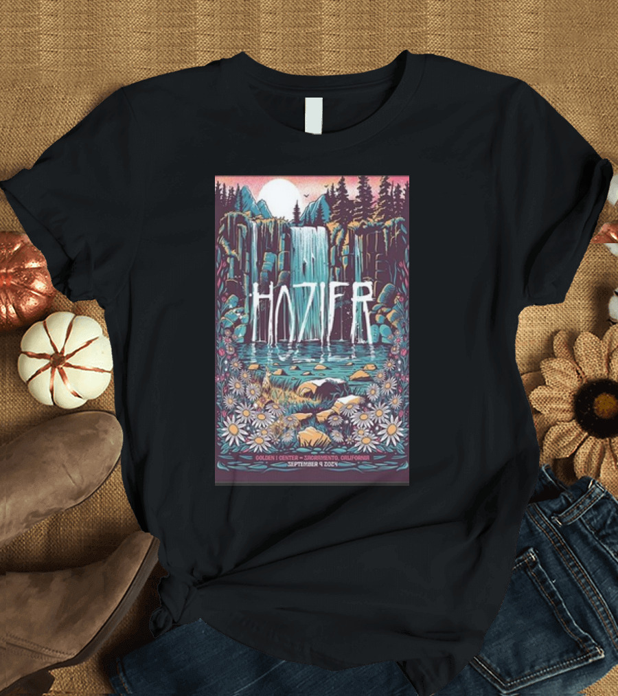 Hozier September 9 2024 Live Concert Golden 1 Center Sacramento CA Waterfall T-Shirt