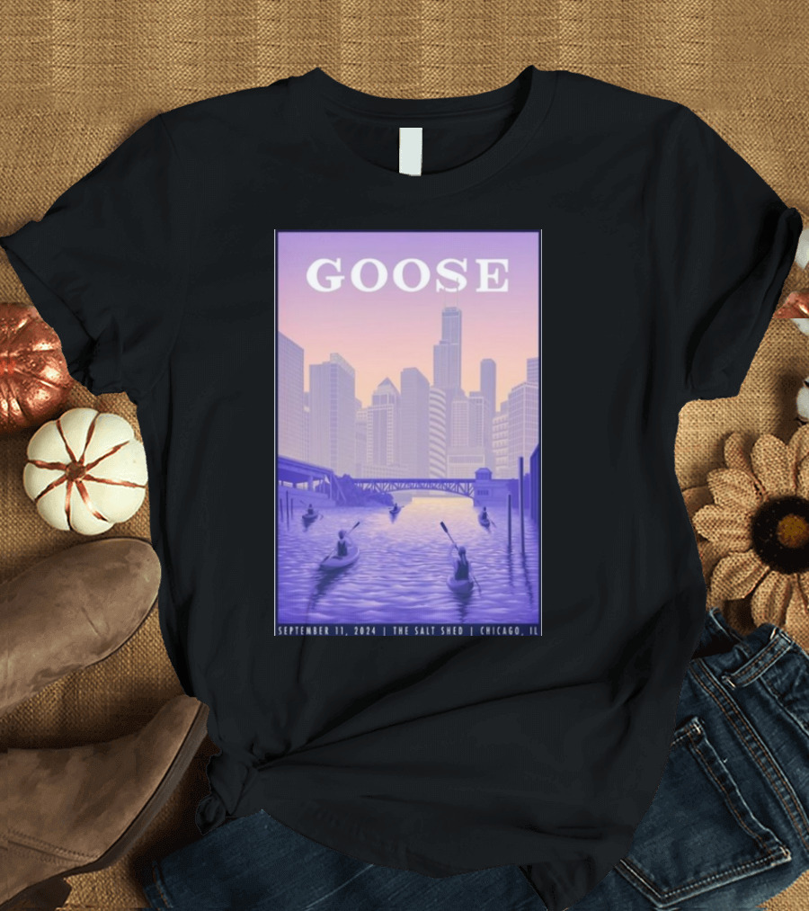 Goose September 11 2024 The Salt Shed Chicago IL Canoe Scene T-Shirt