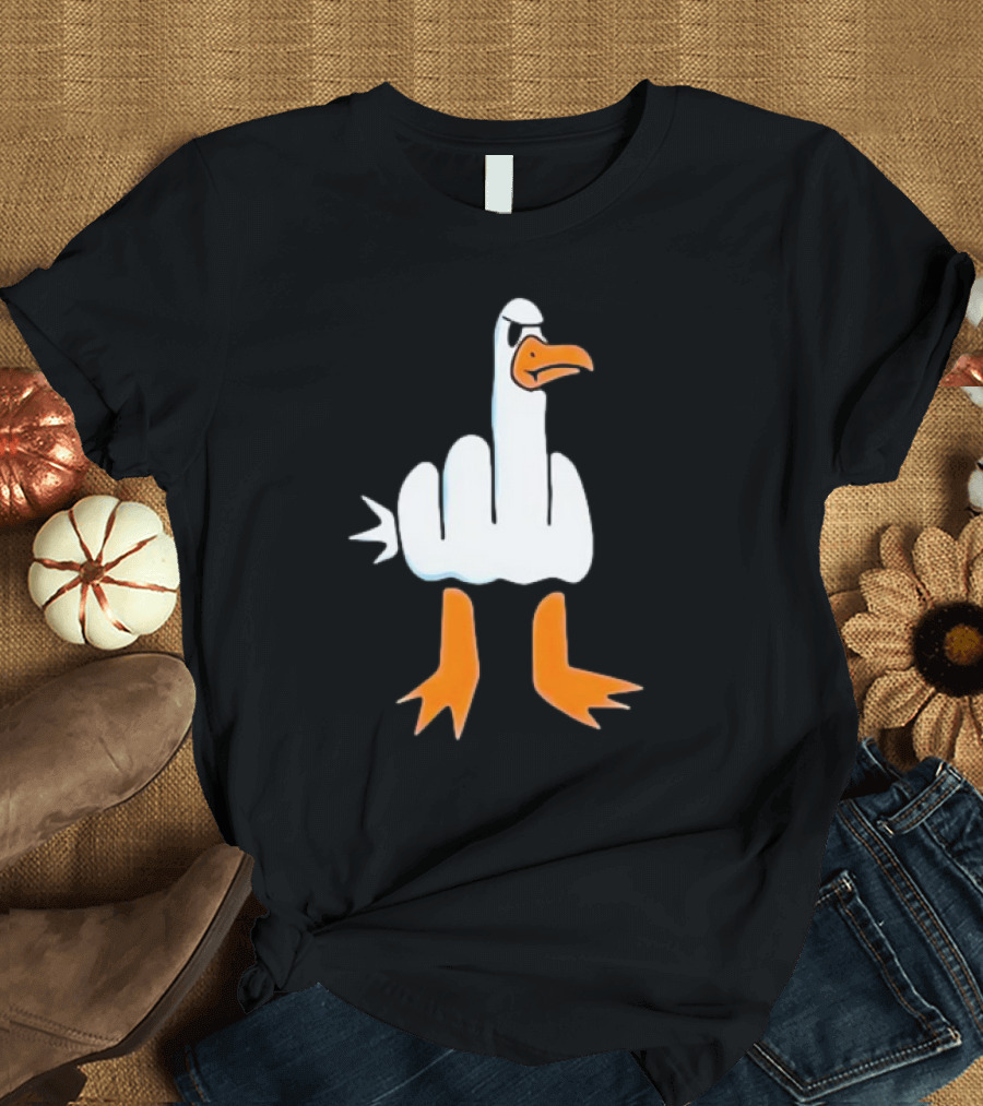 Duck Flipping the Bird Middle Finger Gesture T-Shirt