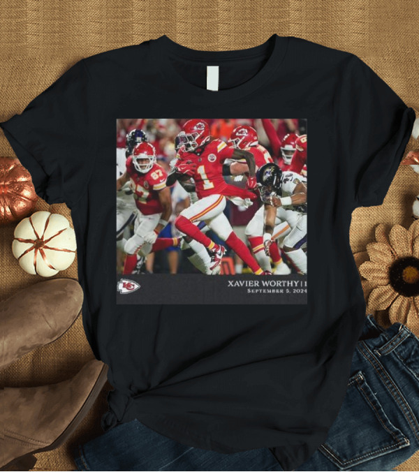 T-Shirt: Xavier Worthy Kansas City Chiefs NFL Week 1 September 5 T-Shirt Xavier Worthy Kansas City Chiefs NFL Week 1 September 5 T-Shirt