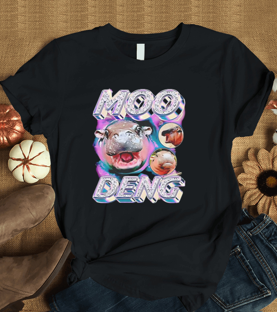 Moo Deng Colorful Hippo Pop Art Vintage Retro T-Shirt