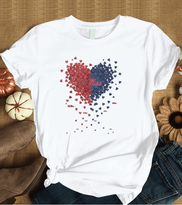 T-Shirt: Ole Miss Heart Design with Red and Blue Hearts T-Shirt Ole Miss Heart Design with Red and Blue Hearts T-Shirt