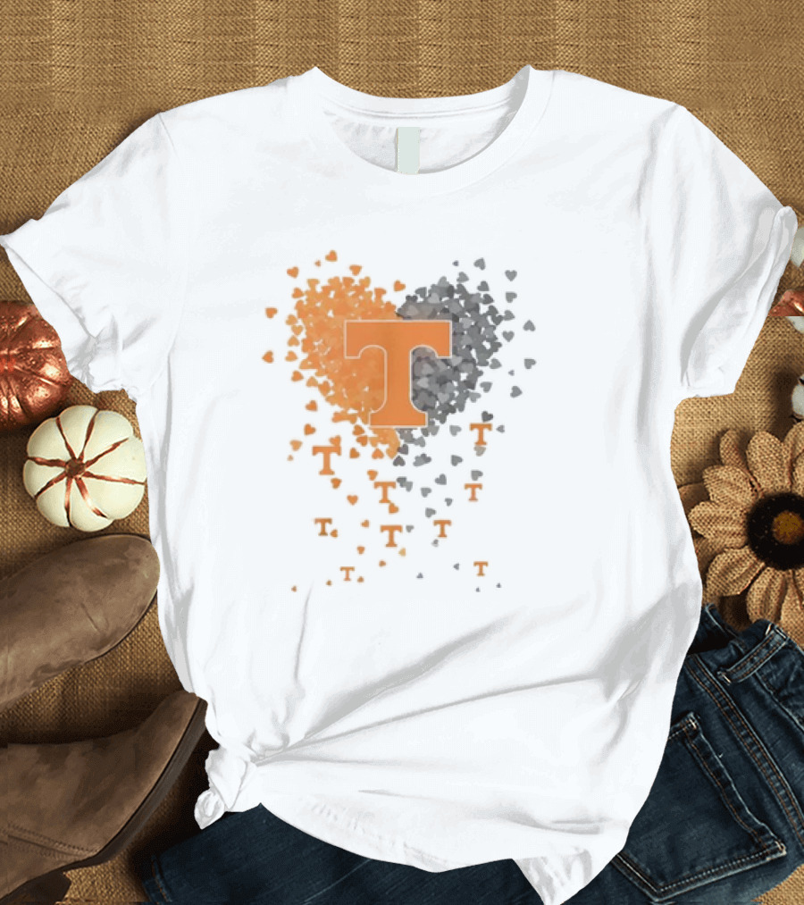 Heart of Tennessee T with Orange and Gray Hearts T-Shirt