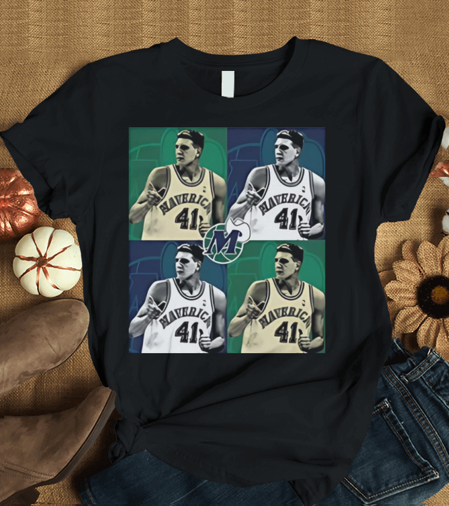 Dirk Nowitzki Mavericks 41 Retro Pop Art Style Basketball Legend T-Shirt