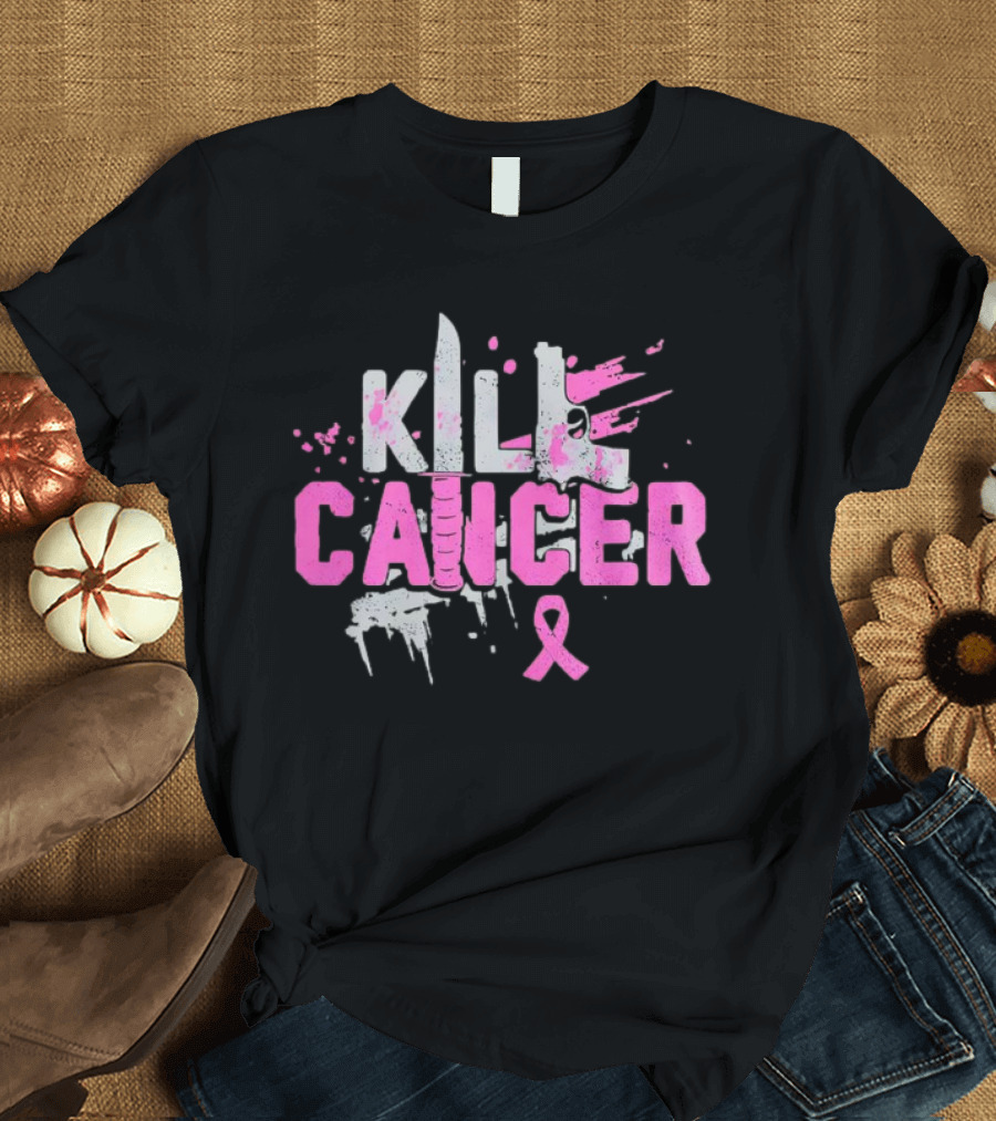 Kill Cancer Pink Ribbon Knife T-Shirt