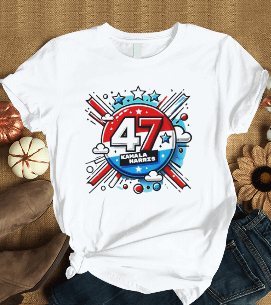 47 Kamala Harris Red White Blue Stars Stripes T-Shirt