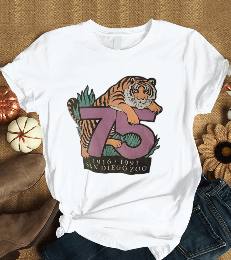 Tiger 75th Anniversary 1916 1991 San Diego Zoo T-Shirt