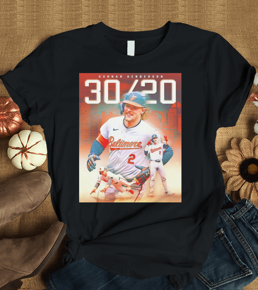 Gunnar Henderson Baltimore Orioles 30/20 First Career Milestone T-Shirt