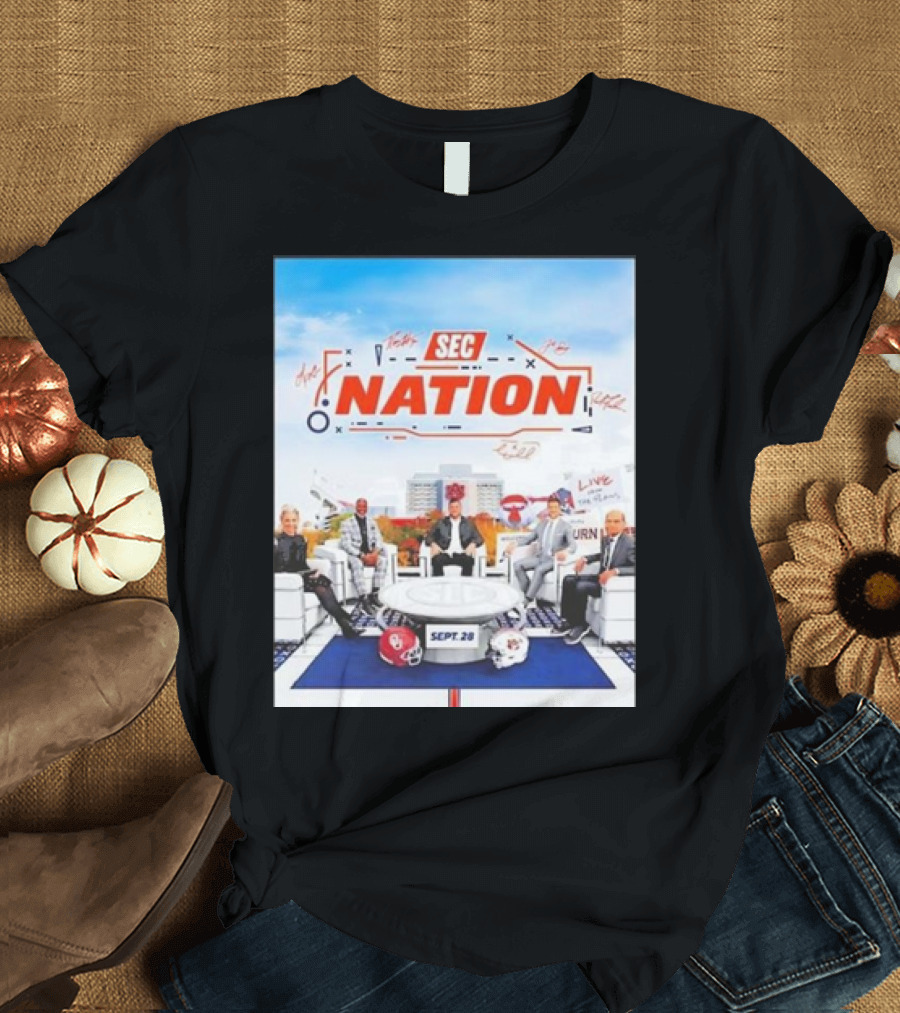 Sec Nation Sept. 28 Oklahoma Sooners Vs Auburn Tigers Football T-Shirt