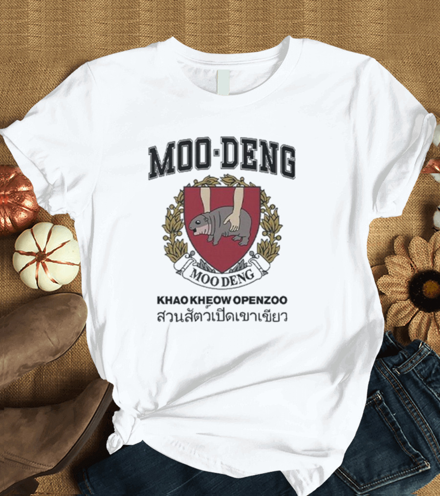 Moo Deng Khao Kheow Open Zoo Emblem with Manatee Crest T-Shirt