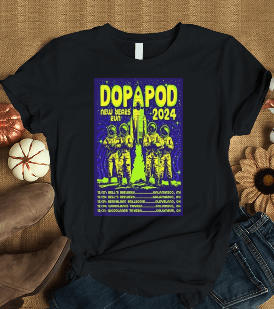 Dopapod New Years Run 2024 Bell's Brewery Kalamazoo Beachland Ballroom Cleveland Woodlands Tavern Columbus T-Shirt