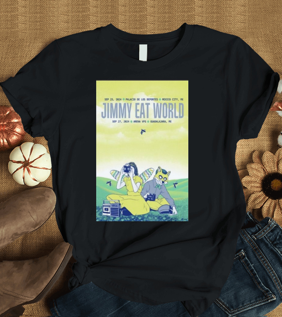 SEP 25 2024 PALACIO DE LOS DEPORTES MEXICO CITY SEP 27 2024 ARENA VFG GUADALAJARA JIMMY EAT WORLD TOUR MEXICO T-Shirt
