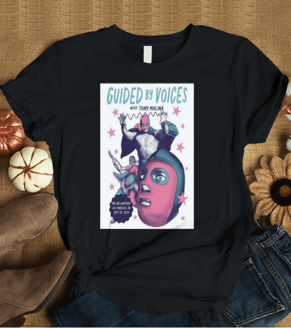 T-Shirt: Guided By Voices with Tony Molina The Bellwether Los Angeles CA Sept 28 2024 Luchador Aesthetic T-Shirt Guided By Voices with Tony Molina The Bellwether Los Angeles CA Sept 28 2024 Luchador Aesthetic T-Shirt