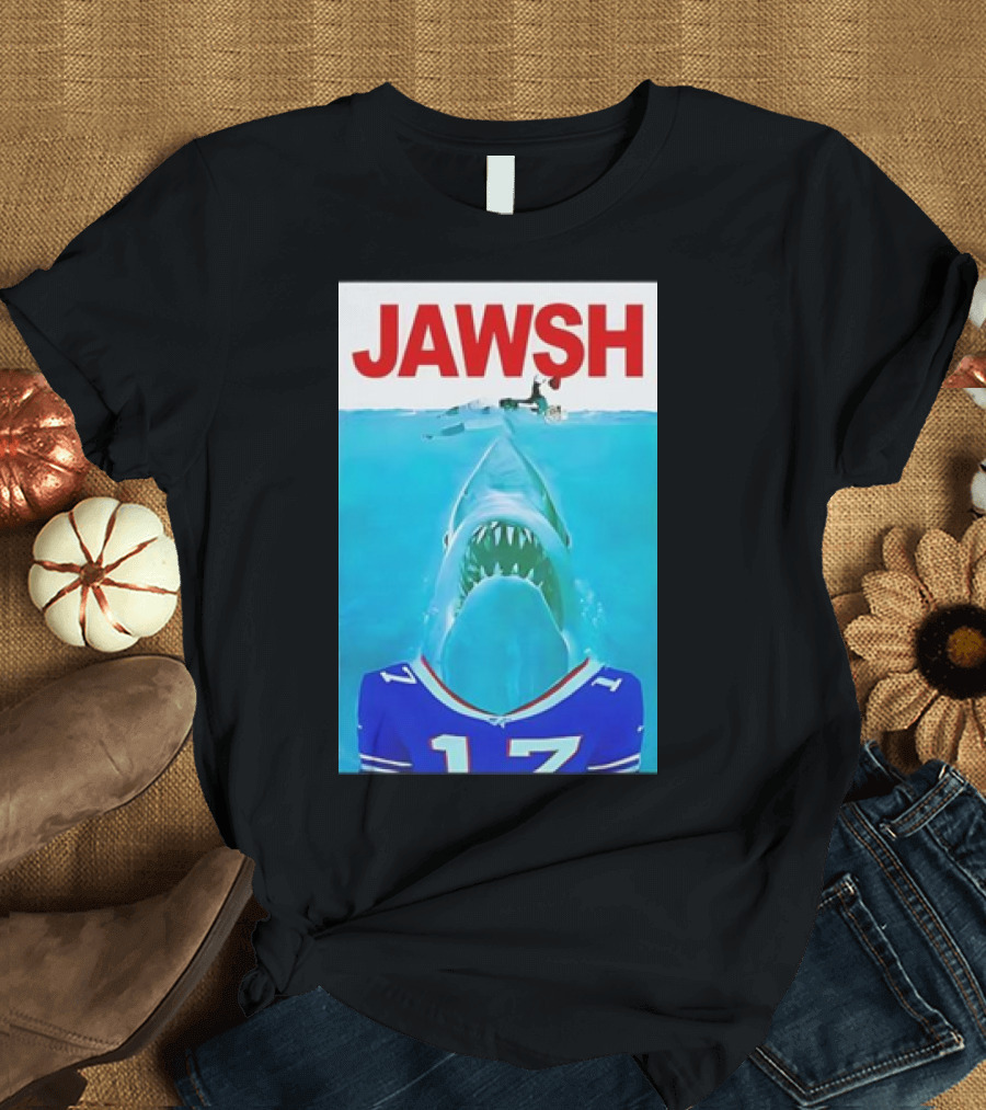 JAWƧH 17 Parody with Josh Allen Buffalo Blue Jersey T-Shirt