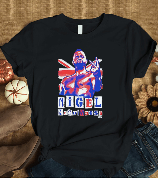 T-Shirt: NIGEL McGUINNESS AEW Union Jack V Sign T-Shirt NIGEL McGUINNESS AEW Union Jack V Sign T-Shirt