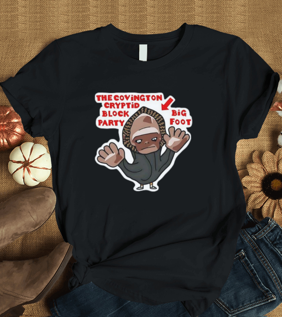 The Covington Cryptid Block Party Bigfoot Character T-Shirt