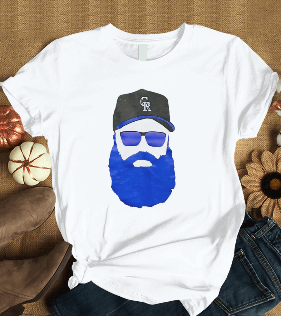 Charlie Blackmon Face Beard Sunglasses Colorado Rockies Baseball T-Shirt