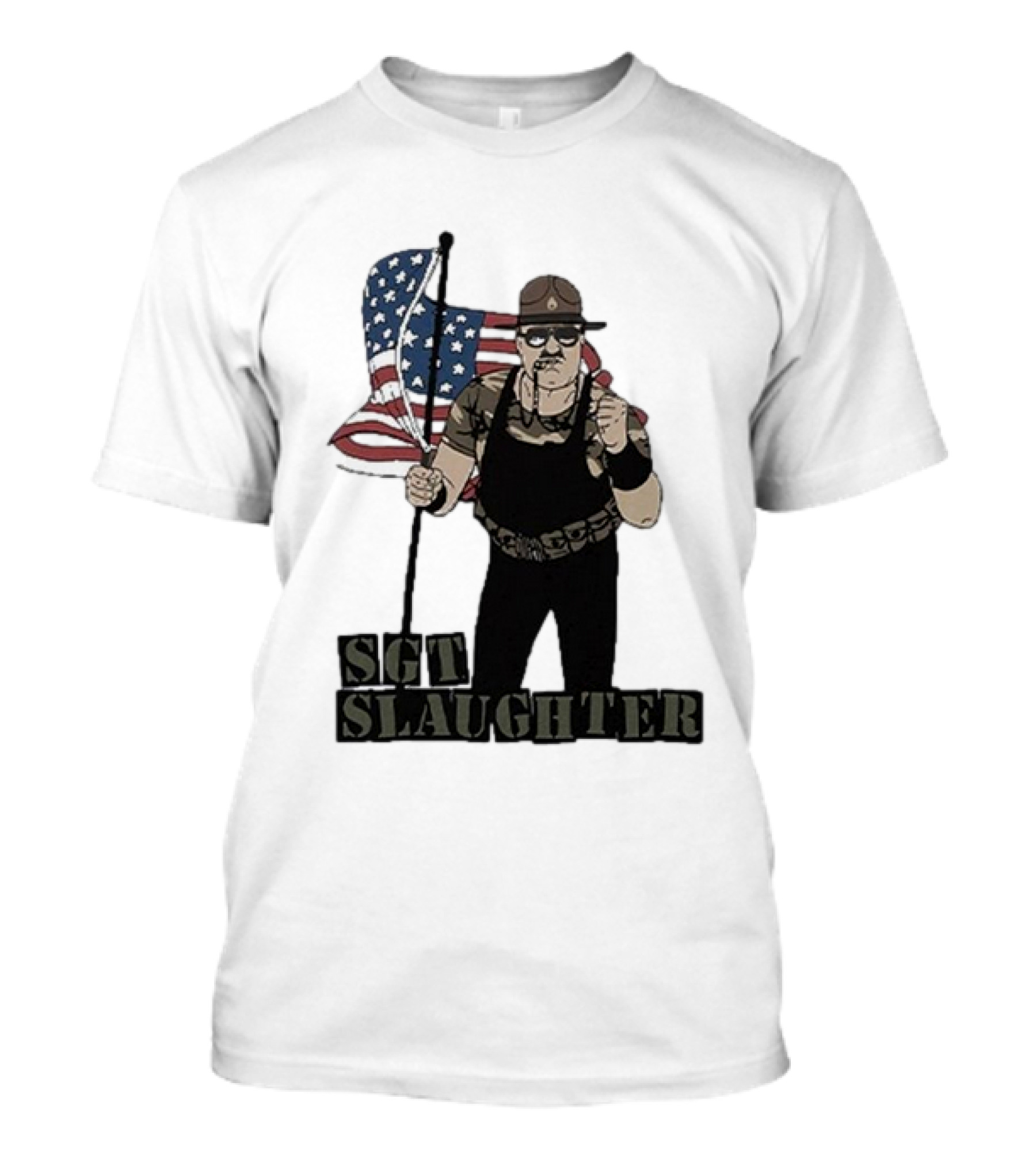 Sgt Slaughter American Flag Comic Style Patriotic T-Shirt