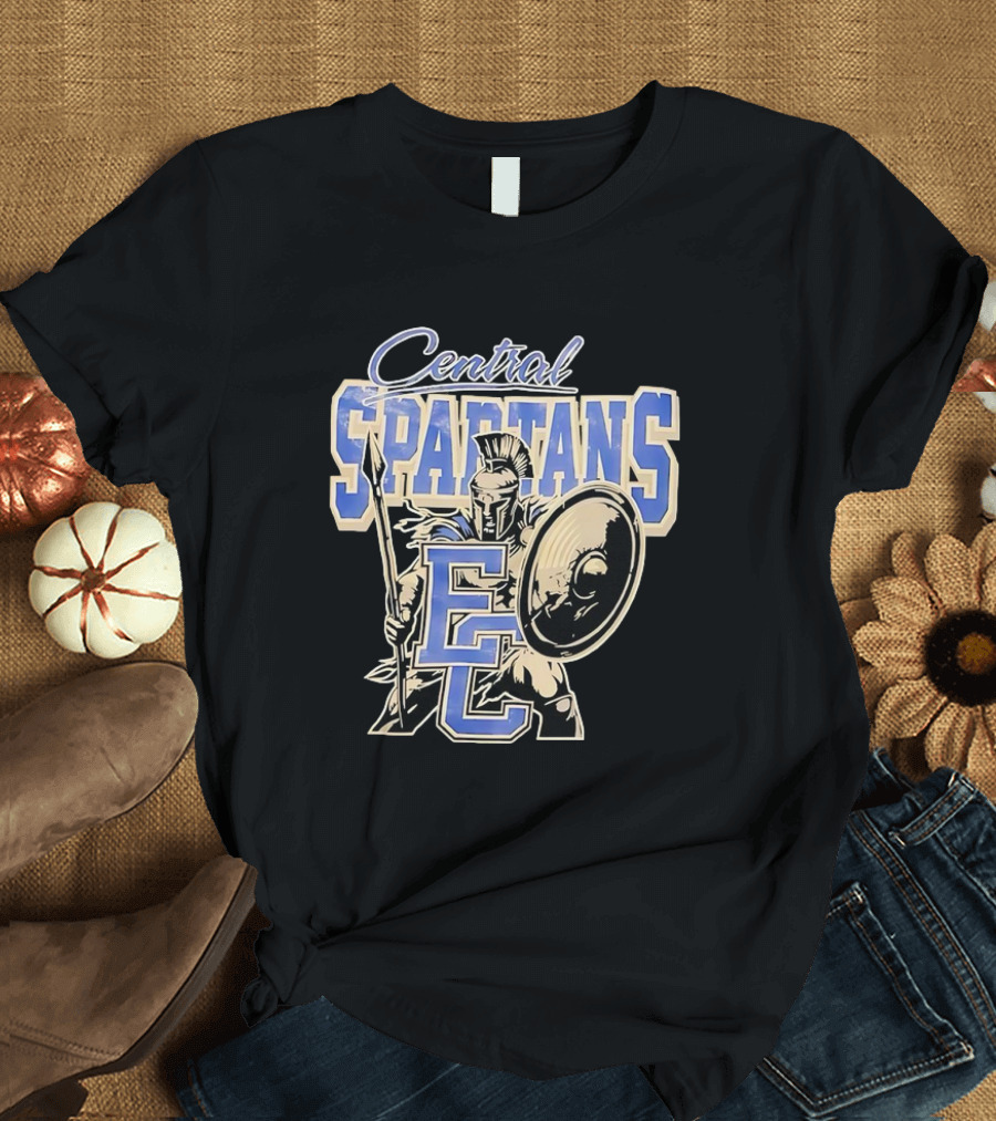Central Spartans EC Football Spartan Warrior Shield Spear T-Shirt