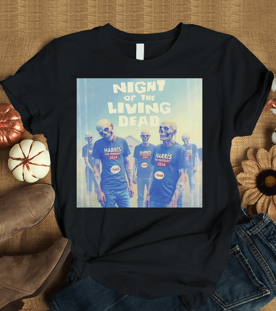 Night of the Living Dead Harris for President 2024 Skeletons I Voted T-Shirt