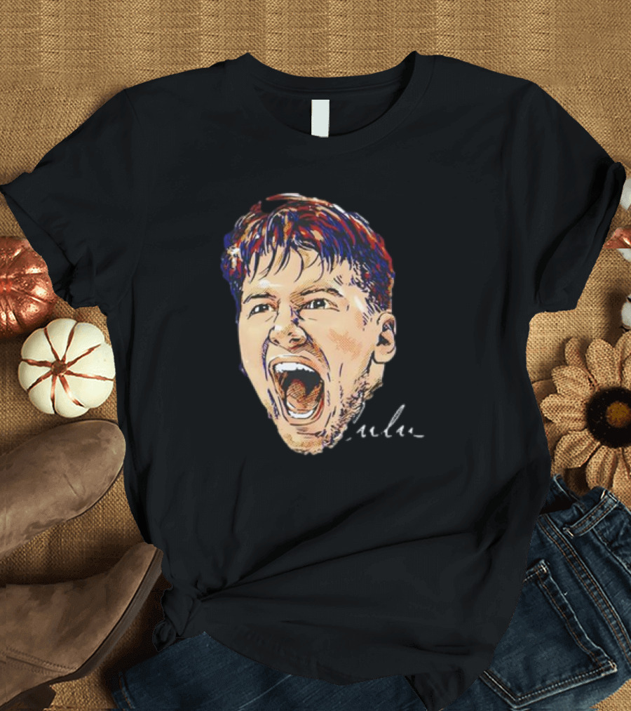Luka Doncic Scream Basketball Signature Face T-Shirt