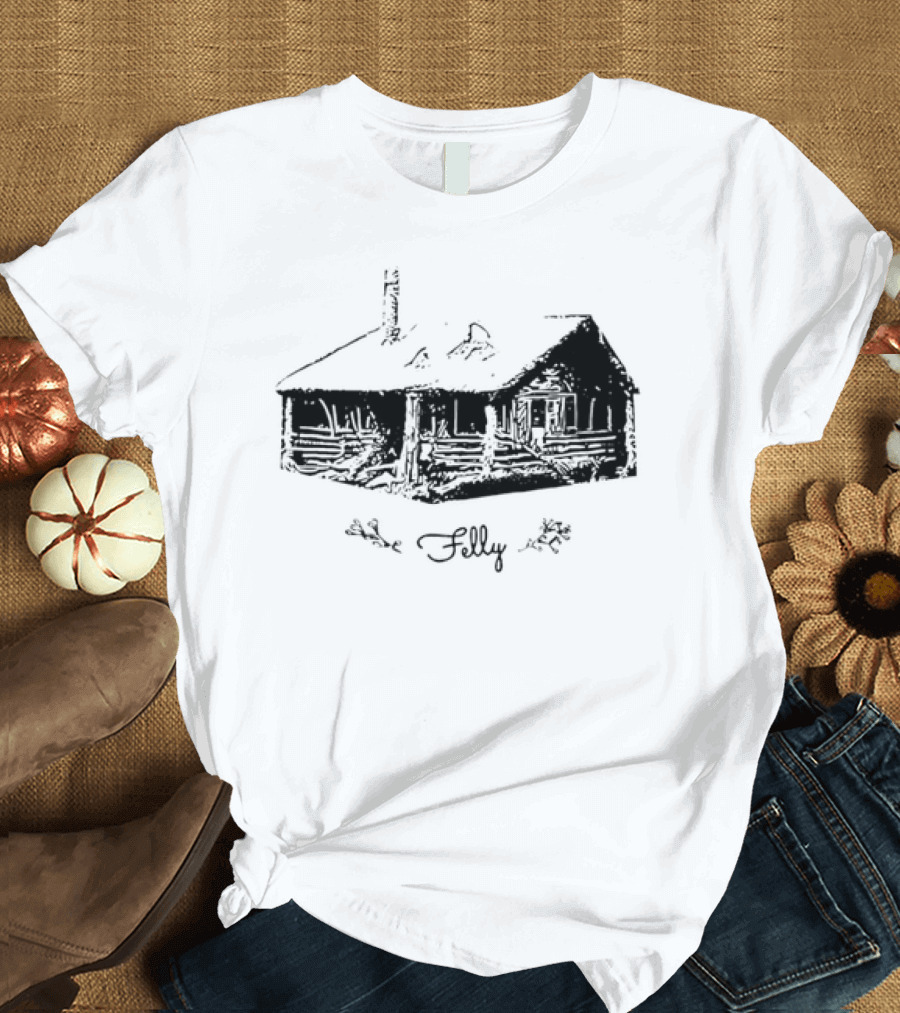 Felly Music Cabin Retro Log Cabin T-Shirt