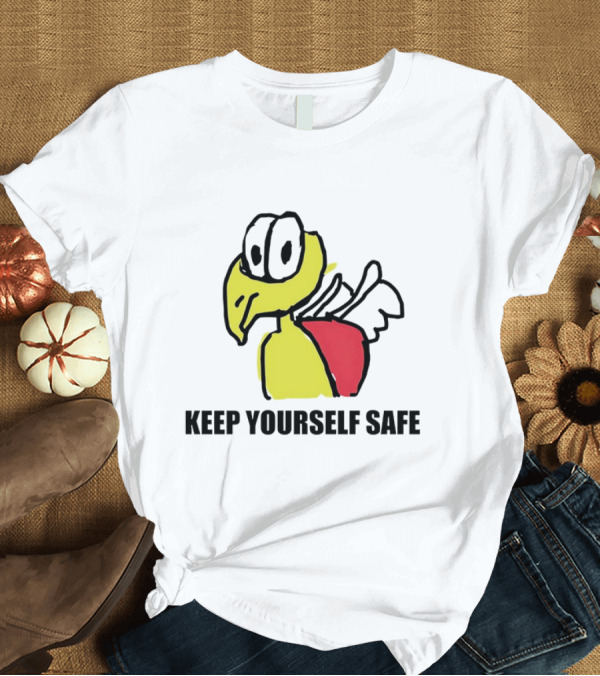 T-Shirt: Keep Yourself Safe Bird with White Wings and Red Patch T-Shirt Keep Yourself Safe Bird with White Wings and Red Patch T-Shirt
