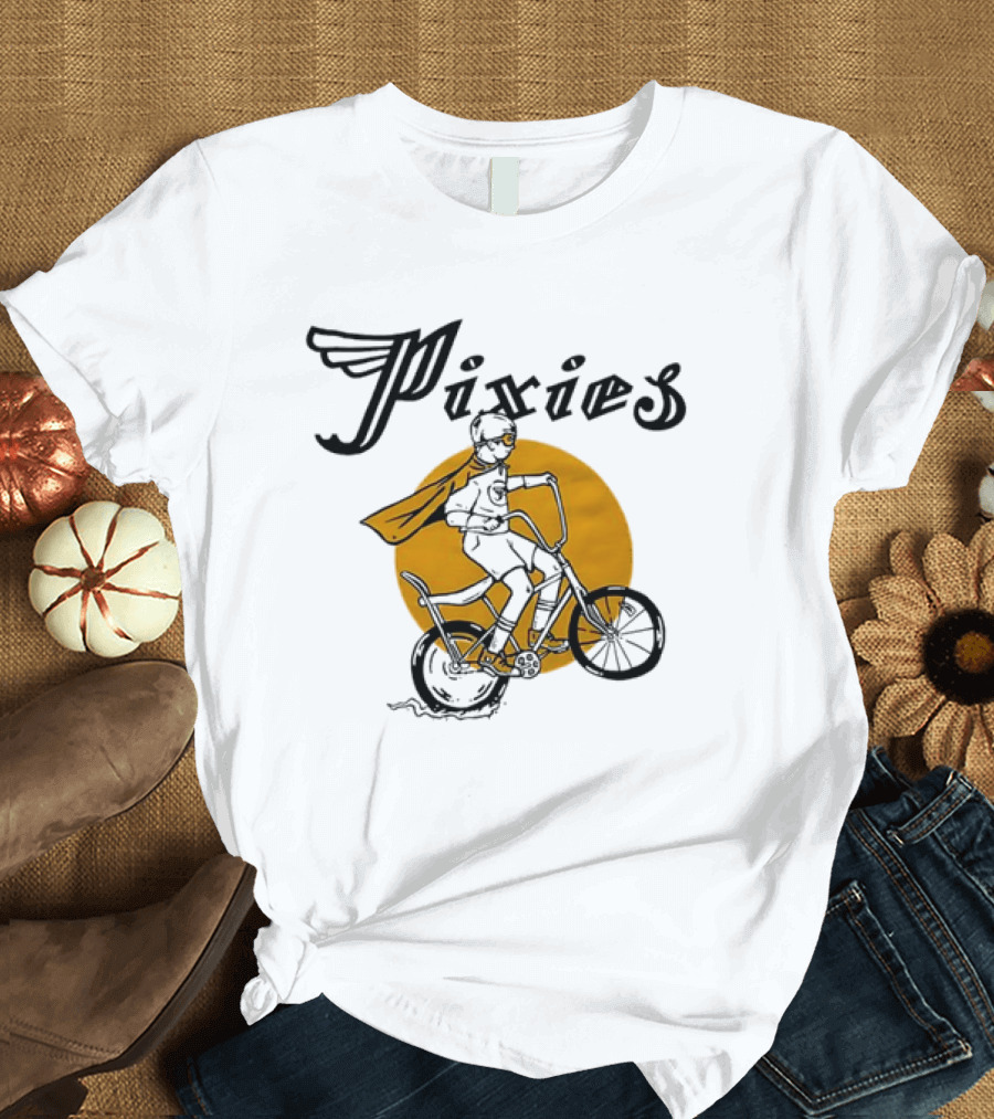 Pixies Retro Biking Superhero with Cape T-Shirt