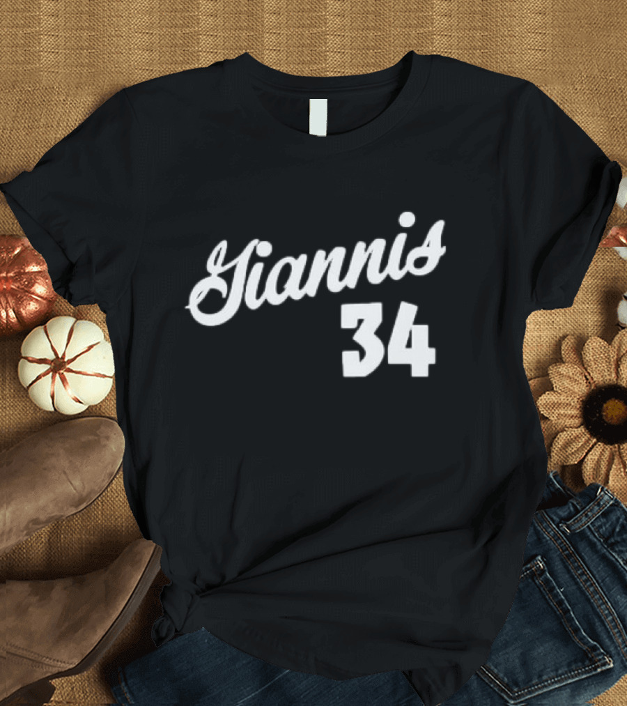Giannis Antetokounmpo Milwaukee 34 Script Basketball T-Shirt