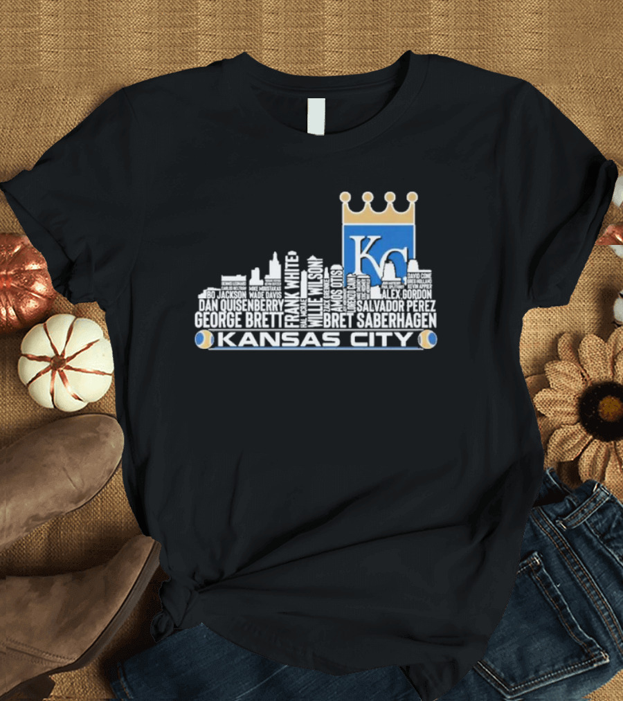 Kansas City Royals 2024 Players Names Skyline T-Shirt