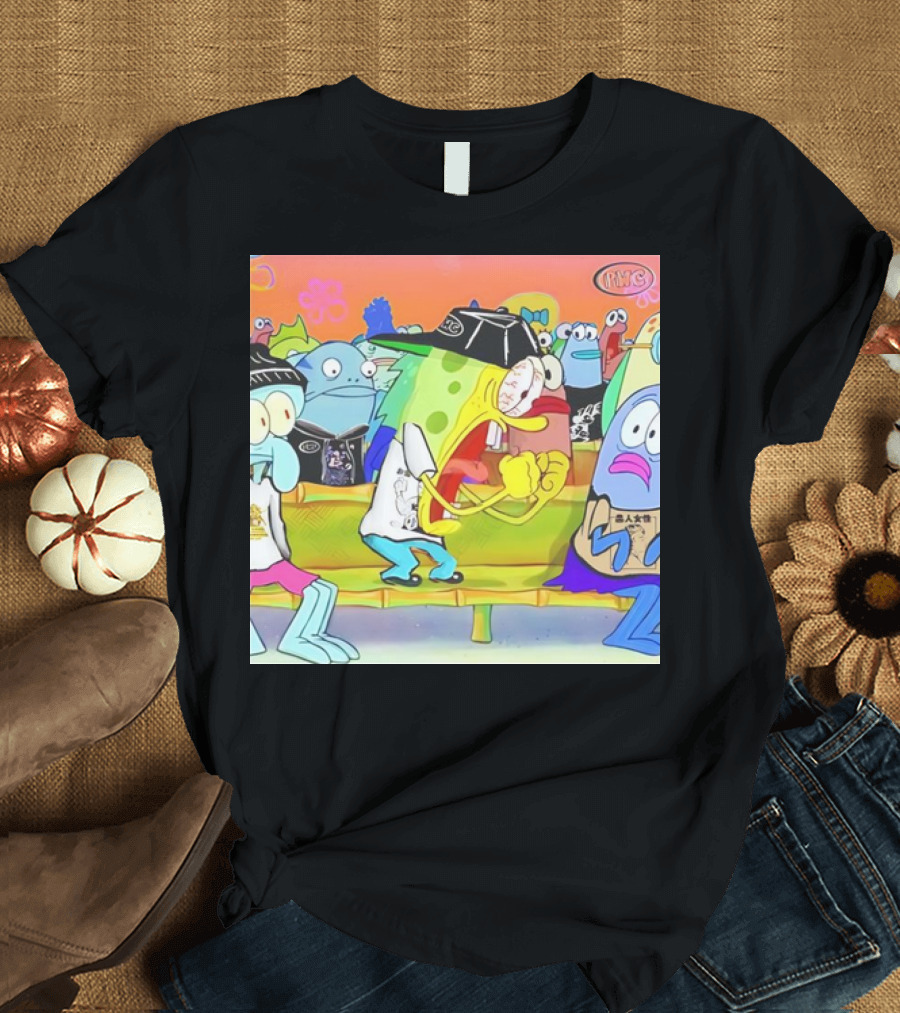 PWC Logo Spongebob Characters Group Scene T-Shirt