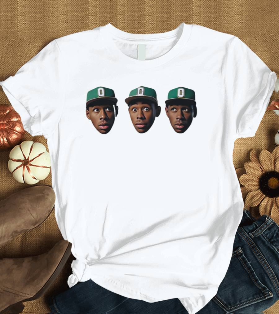 Mystic Tylers Three Faces Green Hat Iconic Expressions T-Shirt