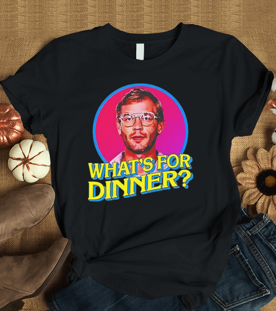 Jeffrey Dahmer What's for Dinner Retro Style Vintage Glasses Circle T-Shirt