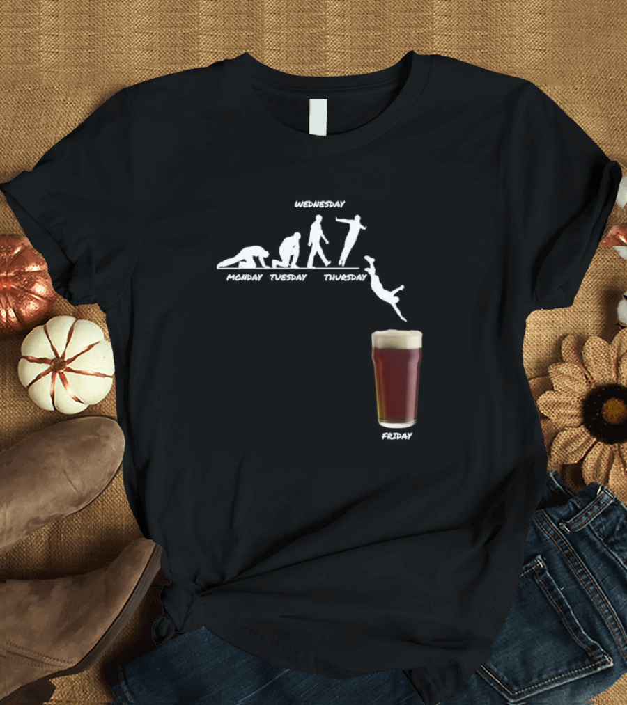 Monday Tuesday Wednesday Thursday Friday Evolution Meme T-Shirt